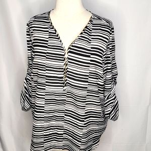 Calvin Klein Plus Size‎ Black/White Blouse Size 3X